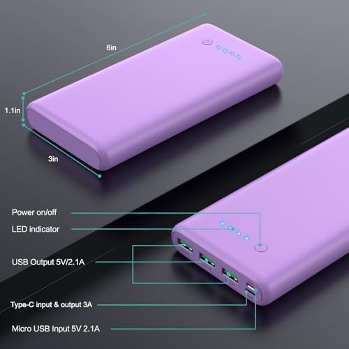Ultra-High Capacity 40800 m Ah Portable Charger with Built-In Cables – 25 W PD USB C Fast Charging Power Bank – 5 Outputs & Dual Input for i Phone 16/15/14/13 & Samsung S23 – Stylish Pink Design for On-the-Go Charging Solutions