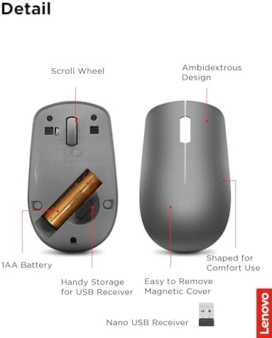 Lenovo 530 Wireless Mouse – Ergonomic Abyss Blue Design with 2.4 GHz Nano USB Receiver, 1200 DPI Optical Sensor for Precision Tracking, Lightweight & Portable for Effortless Navigation, Ideal for Left & Right-Handed Users, Perfect Companion for Work or Travel