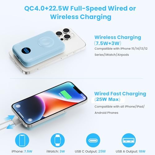 Revolutionary 4-in-1 Magnetic Power Bank – 10,800 m Ah Wireless Charger for i Phone 16/15/14/13/12 & Apple Watch – Compact & Lightweight Design with LCD Display – 25 W Ultra-Fast Charging for Up to 4 Devices – Seamless Compatibility with Mag Safe, Air Pods, and Android Devices – Enhanced Safety Features with Multi-Protection – Ideal for On-the-Go Power Management and Versatile Charging Solutions