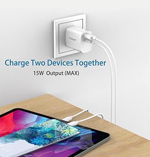 Ultra-Slim 35 W Dual-Port USB-C Power Adapter – PD 3.0 & QC 3.0 Compatible Fast Charger for i Phone 15 Pro, Samsung Galaxy S24/S23 Series, Pixel 8 Pro & More – Travel-Ready Design for Rapid Charging at Home or Office