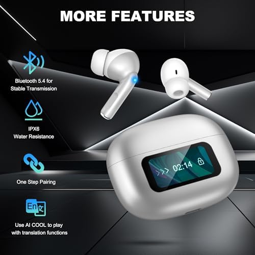 AI-Powered Translation Wireless Earbuds with Bluetooth 5.4 – Effortless Communication Across 144 Languages, Smart Touch Control, and Comfortable Ergonomic Fit for Travelers & Language Enthusiasts – Superior Battery Life for Business and Leisure Use