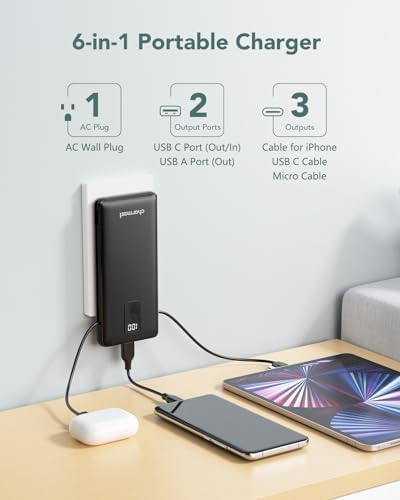Ultimate Charmast 10,000 m Ah Portable Power Bank with Integrated Cables & Wall Plug – Fast Charging Essential for i Phone 16/15/14/13, Samsung, i Pad, and More – Unmatched Convenience for Travelers and On-the-Go Professionals