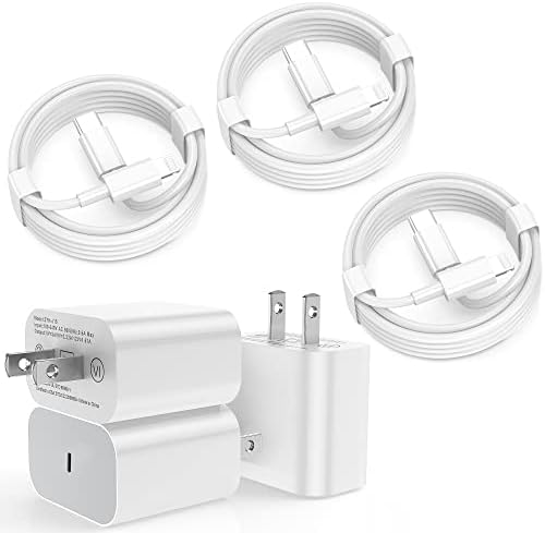 Ultimate i Phone Fast Charging Bundle: 6-Pack MFi Certified Charger Set with 3 Powerful Type C Wall Blocks & 3 Durable 6 FT USB-C to Lightning Cables – For i Phone 14, 13, 12, 11 Pro Max, SE 2022, and i Pad – Unmatched Speed & Versatility for On-the-Go Charging