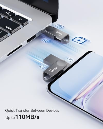 128 GB Dual USB Type C + A OTG Flash Drive – Waterproof Metal Swivel Design for Fast Data Transfer – Ideal Thumb Drive for PC, Laptop, Tablet, i Phone 15 & Android Devices – Portable Storage Solution for On-the-Go Professionals and Students