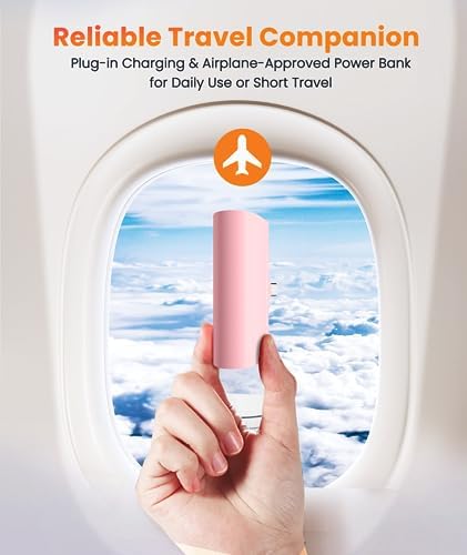 Ultra-Compact 5000 m Ah Power Bank with Built-in USB C Cable for i Phone 15 Pro Max – Reliable Portable Charger for i Phone 14/13, Samsung, Google, and More – Fast Charging Solution for On-the-Go Power Needs (Black)