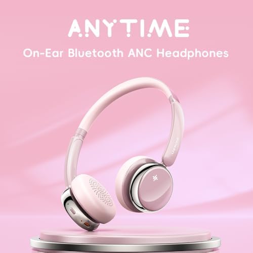 Fii O Retro Wireless Bluetooth 5.4 Headphones in Pink – 58-Hour Active Noise Cancelling Earphones for Ultimate Comfort & Sound Quality – Ideal for Travel, Home, and On-the-Go Listening