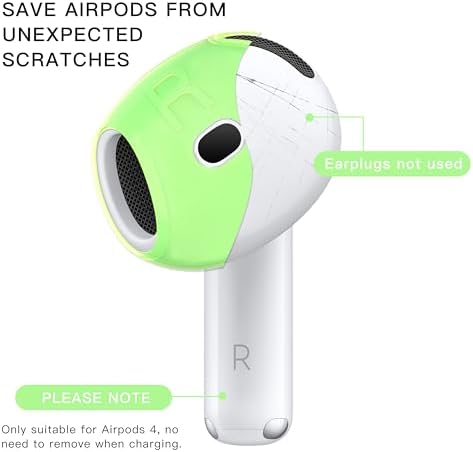 Ultimate Performance Glow-in-the-Dark Anti-Scratch Ear Tips for Air Pods 4 – Ergonomic Comfort and Superior Grip for Active Lifestyles – US Patent Registered Earbud Covers for Enhanced Noise Isolation and Durability