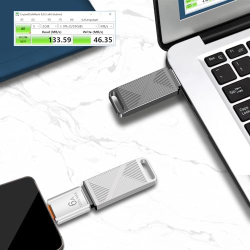 EASTBULL 256 GB High-Speed USB 3.0 Flash Drive with USB C Adapter & Keychain – Sleek Metal Design for Ultimate Portability, Fast Data Transfers, and Enhanced Compatibility for All Devices