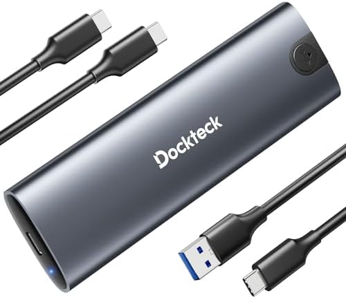 dockteck Tool-Free M.2 NVMe SATA SSD Enclosure – High-Speed 10 Gbps USB 3.2 Gen 2 Adapter Case for 2230/2242/2260/2280 SSDs – Enhanced Portability with UASP Support for Optimal Data Transfer Efficiency