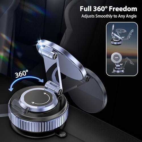 Advanced Carbon Fiber Mag Safe Car Phone Holder – 96 LBS Vacuum Suction & 2800 gf Magnetic Grip for Secure Hands-Free Navigation – 360° Adjustable Mount Compatible with i Phone 12 to 16 Pro Max – Ultimate Stability for Modern Drivers