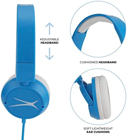 Altec Lansing Kids Over-Ear Headphones with Volume Limiting Technology – Safe and Cozy Audio Companion for Ages 6-9, Perfect for Online Learning and Device Compatibility in Vibrant Blue for Enhanced Focus and Fun