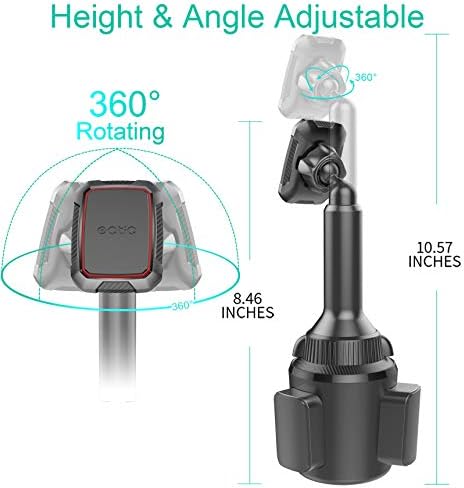 OQTIQ Magnetic Phone Cup Holder for Car – Versatile Adjustable Height & Multi-Angle Design – Effortless One-Hand Operation for i Phone, Samsung, Google & More – Sleek Black Finish for Modern Interiors – The Ultimate Hands-Free Driving Experience