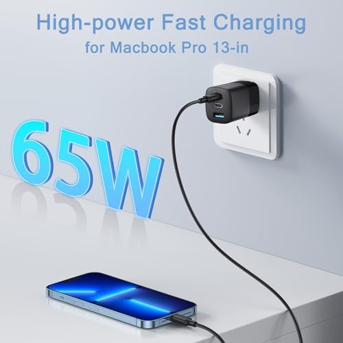 Ultimate 65 W USB-C Fast Charger: Triple Port Compact Adapter with Foldable Design for On-the-Go Convenience and Universal Device Compatibility