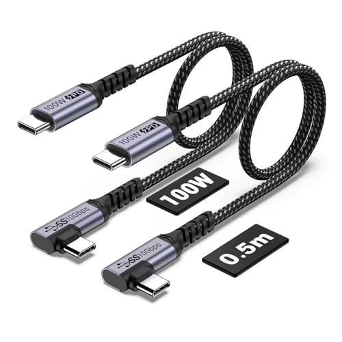 High-Speed 100 W USB C to USB C Cable – Dual Pack 6.6 ft Right Angle Design for Seamless Charging & Data Transfer – Compatible with i Phone 15 Series & Mac Book Pro 2022 – Enhanced Durability & Convenience for Optimal Performance