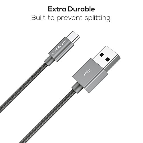 Elevate Your Charging Game with the Crave 3-Foot USB-A to USB-C Cable: Premium Nylon Braided Design for Fast Data Transfer and Universal Compatibility, Stylishly Tangle-Resistant for Home and Office Use, Perfect for All USB-C Devices