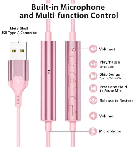 High-Fidelity USB C Headphones for Samsung Galaxy S25 S24 S23 S22 Ultra, i Phone 15 & 16 Pro Max – Premium Wired Type C Earbuds with Built-In Microphone and Volume Control for Crystal-Clear Calls and Immersive Sound Quality – Ideal for Galaxy Z Flip 3, One Plus, and Daily Use