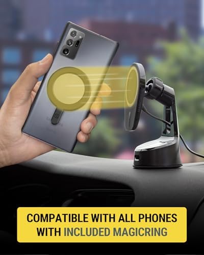 Scosche MPQ6 DV-SP Magnetic Phone Mount with 15 W Wireless Fast Charger – Hands-Free Dashboard & Vent Holder for i Phone 12/13/14/15/16 Series & Mag Safe Cases – Ultimate Safety and Accessibility for Drivers on the Go