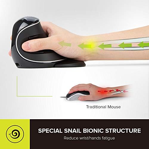 De LUX RGB Wired Ergonomic Vertical Mouse for Large Hands – 4000 DPI Precision Tracking, 6 Customizable Buttons, and Detachable Wrist Rest for Ultimate Comfort and Carpal Tunnel Relief – Perfect for Prolonged Use and Gaming Performance