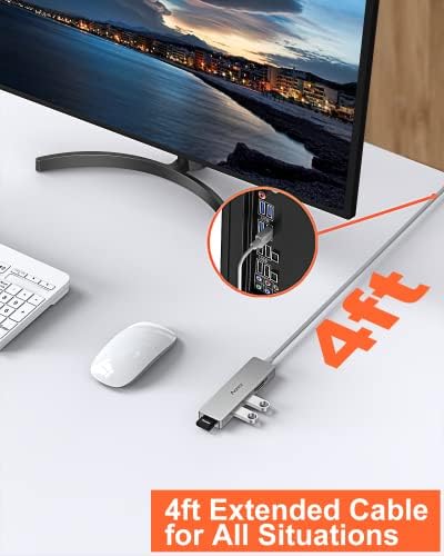 Revolutionize Your Connectivity with the Aceele 10 Gbps USB C Hub Splitter – Ultimate 4-Port Adapter Featuring Dual USB-A 3.2 & USB-C 3.2 for Mac Book Pro, i Mac, i Pad – High-Efficiency 100 W Power Delivery Charging – Seamless Device Integration for Swift File Transfers and Enhanced Productivity