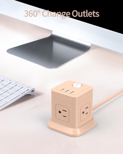 FDTEK Cube Power Strip with 4 Spacious Outlets & 3 USB Ports (1 USB-C) – Compact Green Power Solution for Home, Office, and Travel – Ultimate Surge Protection & Fast Charging Convenience
