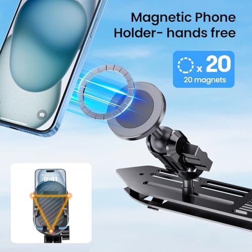 Stainless Steel Phone Mount for 2018-2023 Wrangler JL (NOT 4xe)&2020-2023 Gladiator Magnetic&Clamp Dual Heads All-Metal Shakeproof Original America Flag Design OEM Screws Dash Mount Install – Enhanced Compatibility and Speed