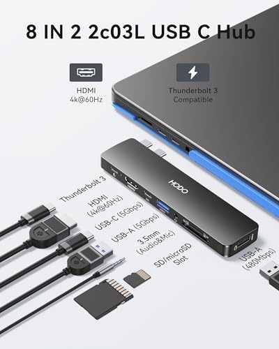 Unlock Your Mac Book’s Full Potential with the Premium 8-in-2 USB C Hub HDMI Adapter – Ultimate Thunderbolt 3 & 10 G USB Data Ports, Stunning 4 K Output, and Sleek Compact Design for 2018-2025 Mac Book Pro & Air Models – Effortless Connectivity, Fast Transfers, and Seamless Streaming for Professionals on the Go!