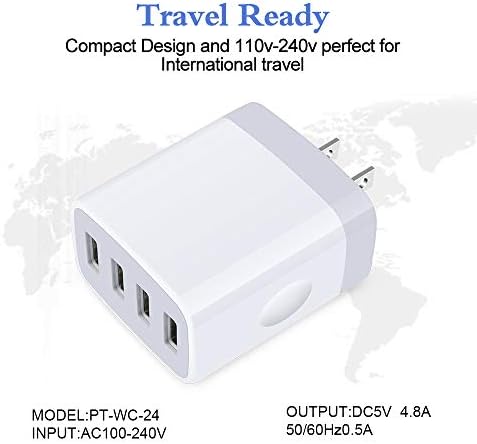 HOOTEK 2-Pack Multi-Port USB Wall Charger – 4.8 A Fast Charging Cube for i Phone and Samsung Galaxy Devices – Compact Travel Adapter with Enhanced Compatibility and Safety Features for Rapid Device Charging