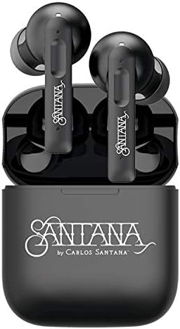 SANTANA BY CARLOS SANTANA Rio Wireless Bluetooth Earbuds – Immersive Sound Quality with 64-Hour Playback, 100-Hour Standby, IPX5 Waterproof Rating, Compact USB Charging Case, LED Battery Indicator & Voice Assistant Support – The Definitive Audio Solution for Active Lifestyles in Elegant Black