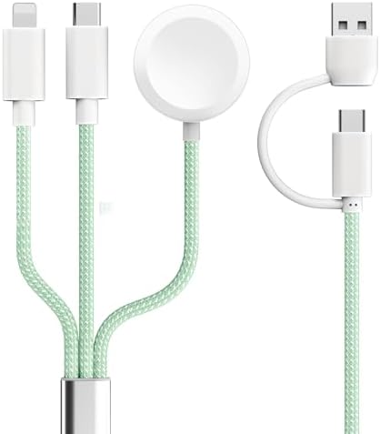 Ultimate 3-in-2 USB C Charging Cable for Apple Watch Ultra, SE & Series 1-8 – 4 FT Multi-Device Fast Charger in Stylish Gray – Sleek, Portable Solution for Effortless Power Anywhere – Streamlined Charging for Smartwatches and More