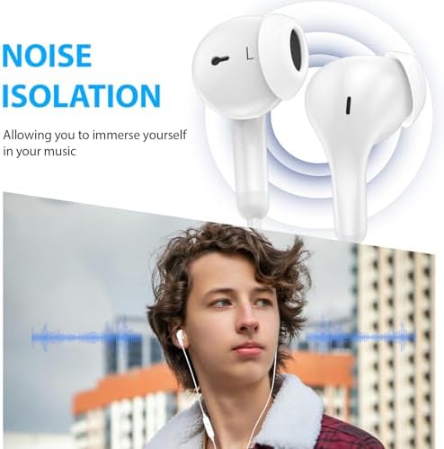 AFGHOA USB C Earbuds: Hi-Fi Stereo Wired Headphones with Noise Cancelling Technology for i Phone 16 e/16/15 Pro Max Plus & Samsung Galaxy S25/S24 – Ergonomic Design with Built-in Microphone for Enhanced Call Clarity and Immersive Sound Quality – Ideal for i Pad 11 th & 10 th Gen – Durable, Everyday Use, and Seamless Compatibility