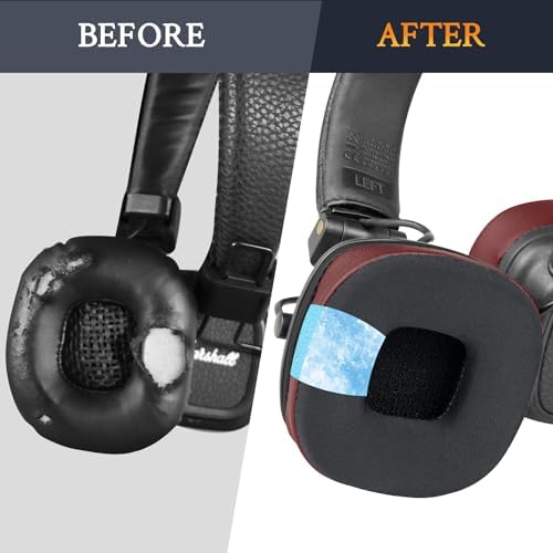 Upgrade Your Marshall Major I/II/III/IV/V Headphones with SOULWIT Cooling Gel Ear Pads – Premium Noise Isolation Cushions for Ultimate Comfort and Enhanced Sound Quality in Sleek Black Gold Design