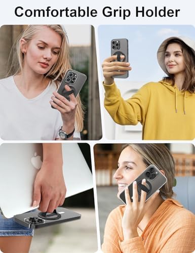Revolutionize Your Mobile Handling with EWA Mag One Lite 3 rd Gen 360° Rotating Phone Grip – Customizable Elastic Finger Strap for Ultimate Comfort – Lightweight, Stylish Mag Safe Compatible Holder for i Phone 15, 14, 13 Pro/Max/Plus in Sleek Black – Perfect Blend of Functionality and Aesthetics for Everyday Use