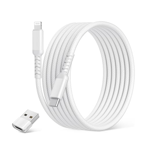 10-Foot Elebase USB C to Lightning Charging Cable for i Phone 14, 13 & More – Fast Power Delivery with USB A Adapter – Enhanced Flexibility for Seamless Device Connectivity – Durable 20 W Quick Charge Cord for i Pad 8 th & 9 th Gen, Apple Models XS, XR, X, 8, 7, 6, SE – Perfect for On-the-Go Charging and Syncing