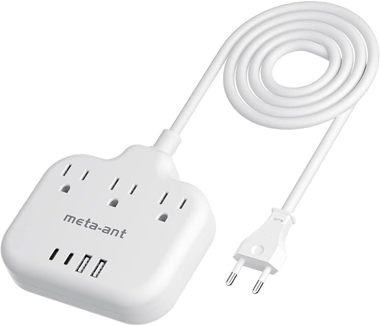 Ultimate Universal Travel Plug Adapter with PD30 W Fast Charging Hub – 3 Multi-Port Connectivity for International Travel, Featuring Dual USB-C & USB-A Outputs, 3 ft Extension Cord for Effortless Power in EU, US, UK, France & Spain – Perfect Solution for Global Adventurers Seeking Reliable Charging Options