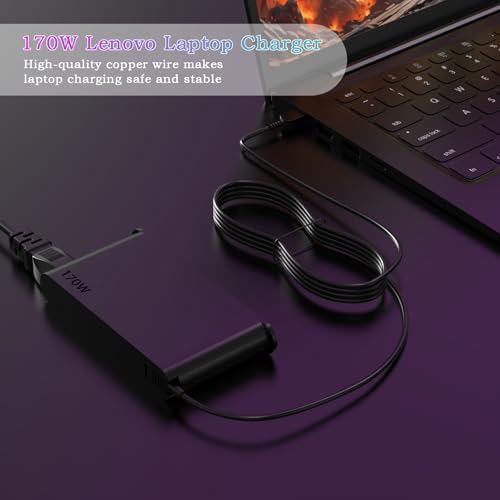 High-Performance 170 W AC Charger for Lenovo Legion & Think Pad Laptops – Fast, Universal Compatibility with Safety Features for Gaming & Engineering Needs – Compact Design Ideal for Travel and Office Use – Includes Smart Voltage Adapting Technology for Optimal Performance and Protection – 12-Month Warranty & 30-Day Risk-Free Return Policy