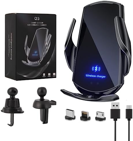 Effortless Power: 15 W Fast Wireless Car Charger Phone Mount with Auto-Clamping for All Android Devices – Sleek, Durable Design for Ultimate Convenience and Safety on the Road
