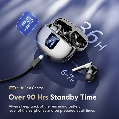EUQQ Premium Bluetooth 5.4 Wireless Earbuds – Experience Immersive Sound with 36-Hour Battery Life, Dual Noise-Canceling Mics, and IP7 Waterproof Protection – Ideal for Music Lovers, Professionals, and Active Lifestyles with Intelligent Transparency Mode