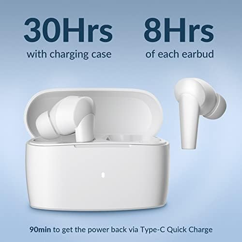 Elevate Your Audio Experience with M3 Wireless Earbuds – Active Noise Cancelling Bluetooth Earphones with Deep Bass, 30 Hours Playtime, and 4 ENC Microphones for Crystal-Clear Calls – Perfectly Compatible with i OS, Android, and PC – Lightweight, Ergonomic Design for Ultimate Comfort