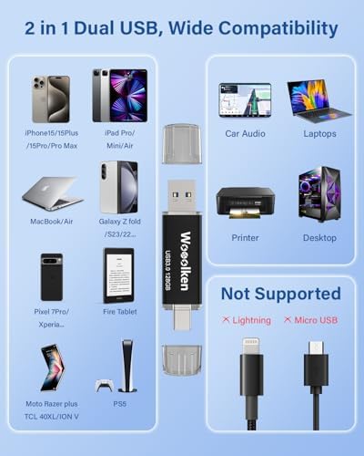 Wooolken 32 GB USB C Flash Drive 2 Pack – Versatile Dual USB 3.0 OTG Memory Stick for i Phone 16/15, Android Devices & Computers – High-Speed Data Transfer, Compact & Durable for On-the-Go Storage Solutions