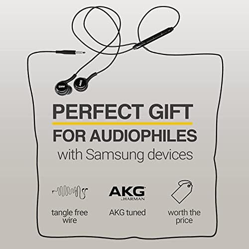 Premium AKG Stereo Earbuds for Samsung Galaxy S10, S10 e, Plus, A31, A71 – High-Fidelity Sound with Built-in Microphone and Volume Control – Elegant Black Design with Gold Accents – Includes Cleaning Cloth for Maintenance – Superior Audio Quality for Music Lovers and Professionals
