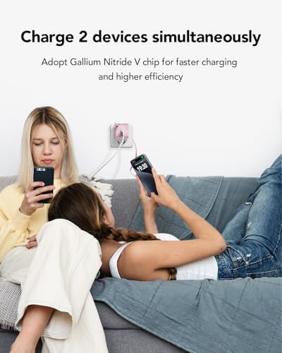 Rapid 35 W Ga N USB Wall Charger with Retractable Lightning Cables – Portable and Sleek Charging Solution for i Phone 14/13/12 & i Pad – Tangle-Free Design for Effortless Travel and Enhanced Compatibility with Apple Devices