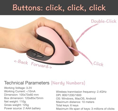 Urby Left Handed Wireless Vertical Mouse – Ergonomic Gaming Companion for Lefties, Compatible with Windows, mac OS & i Pad OS, Sleek White Finish, Includes Battery for Instant Use – Boost Comfort & Enhance Your Gaming Experience