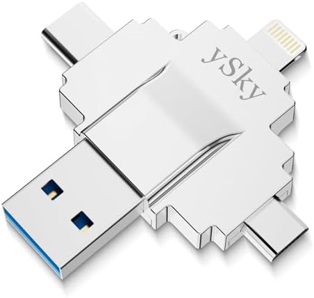 MFi Certified 64 GB Multi-Device Photo Stick – Ultimate 4-in-1 USB Flash Drive for i Phone, i Pad, Android, PC, and Mac – Fast Data Backup & Easy Media Management for Photos, Videos, and Contacts – Compact External Storage Solution