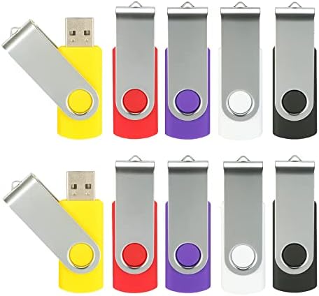 Alihelan 8 GB USB Flash Drive 5 Pack – Vibrant Swivel Memory Sticks with LED Indicator for Seamless Data Transfer, Ideal for Personal and Professional Use – USB 2.0 Portable Storage in Black, Red, Purple, Yellow, and White – Perfect for Easy File Sharing and Backup