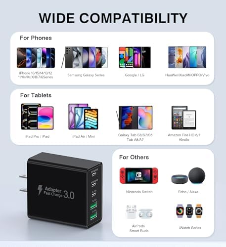 Efficient 50 W Dual USB-C Wall Charger Duo – Rapid Multi-Device Power Adapter for i Phone 16/15/14/13/12, i Pads, and Android Smartphones – Compact Fast Charging Solution for On-the-Go Professionals