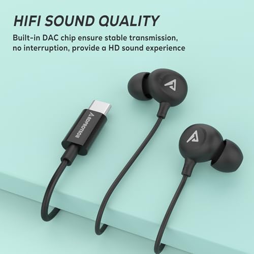 USB C Wired Earbuds with HD Microphone – Premium Noise-Isolating In-Ear Headphones for i Phone 16/15 Pro Max & Samsung Galaxy Devices – Exceptional Sound Quality & Integrated Volume Control – Lightweight, Portable Design for Music & Calls – Enhanced Compatibility with Galaxy Z Flip 5, Pixel 8, and More