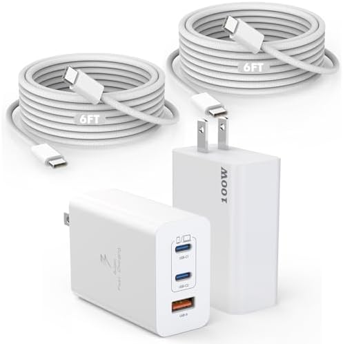Power Up with the Ultimate 100 W USB-C Charger Bundle: Dual USB-C Ports with 140 W 6 FT Braided Cable for Fast, Simultaneous Charging of i Phone 16/15, i Pad Pro, and Mac Book – Experience Intelligent Protection for Safe Use and Travel-Ready Convenience – Maximize Charging Efficiency and Minimize Downtime with Our High-Performance 3-Port Adapter – Perfect for Home, Office, and On-the-Go Charging Needs – Universal Compatibility Ensures Fast Charging for All Your Devices – Stay Connected and Powered Up Anytime, Anywhere!