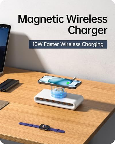 Transform Your Charging Routine with the 7-in-1 USB Charging Station – High-Speed PD 45 W USB-C Hub for i Phone 13/12, i Pad, Samsung Laptops & More – Ultimate Multi-Port Power Solution with Enhanced Compatibility & Safety Features