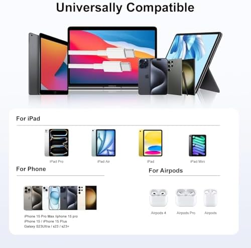 Versatile 3-in-1 i Phone Charger Cable – 6 FT USB C to Lightning with Triple Port Compatibility for i Phone 16/15/14/13/12/11 Pro Max/XS/XR/8 & i Pad Pro/Mini – Fast Charging Solution (2-Pack, Black) for Effortless Multi-Device Power Management