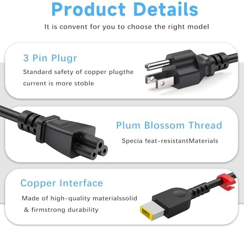 High-Efficiency 135 W Slim Charger for Lenovo Think Pad X1 Extreme & P1 Models – Rapid Charging AC Power Adapter for On-the-Go Professionals – Lightweight Laptop Charger with Enhanced Safety Features for Reliable Performance